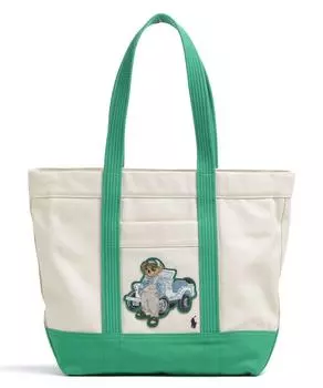 Комбинезон-Шопер из хлопка с мишкой Polo Ralph Lauren, бежевый