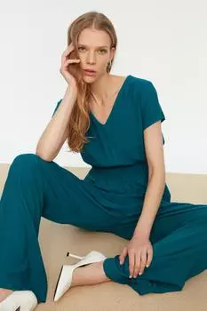 Комбинезон - Синий - Классический крой Trendyol, синий