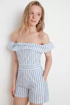 Комбинезон - Синий - Классический крой Trendyol, синий