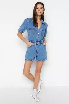 Комбинезон - Синий - Свободный крой Trendyol