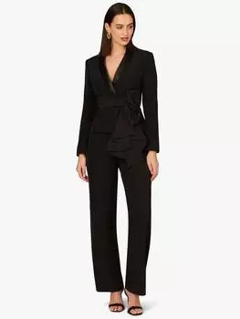 Комбинезон-смокинг из эластичного крепа aidan mattox by Adrianna Papell, черный