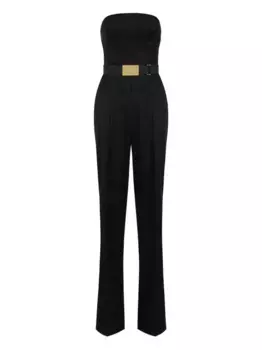 Комбинезон со шнуровкой и поясом Elisabetta Franchi, черный