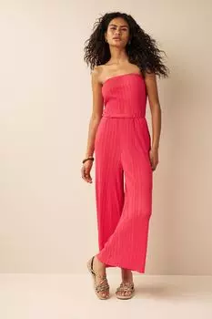Комбинезон со складками и вырезом-бандо Next, красный