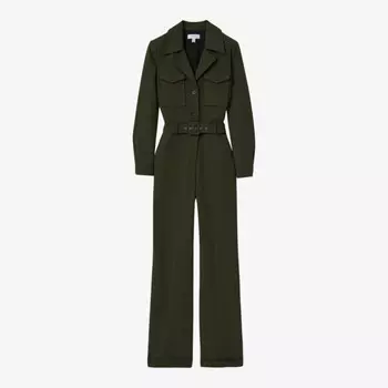 Комбинезон-Стрейч с воротником-смокингом Sara со складками Reiss, зеленый
