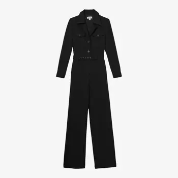 Комбинезон-Стрейч с воротником-смокингом Sara со складками Reiss, черный