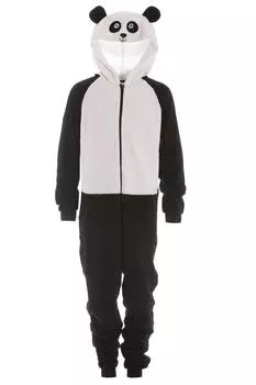 Комбинезон Supersoft с капюшоном и животным принтом в виде панды и медведя Camille, черный