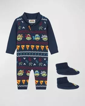 Комбинезон-свитер Fair Isle Icon для мальчика из коллаборации с TMNT, размер для новорожденных-18м Andy & Evan, цвет Navy Fair Isle