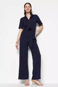 Комбинезон - Темно-синий - Классический крой Trendyol, темно-синий