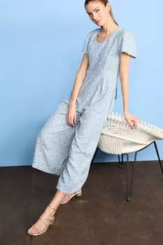Комбинезон TENCEL укороченного кроя с завязкой сзади Next, синий