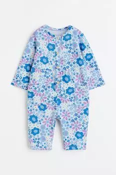 Комбинезон-толстовка H&M, синий/цветы