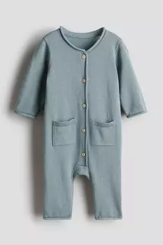 Комбинезон тонкой вязки из хлопка H&M, бирюзовый