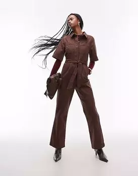Комбинезон Topshop с короткими рукавами бронзового цвета
