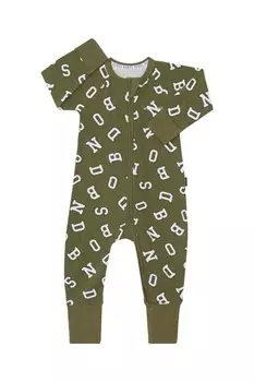 Комбинезон трансформер на молнии с принтом в виде букв университетского стиля Bonds, зеленый