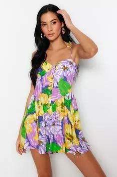 Комбинезон Trendyol с цветочным узором и рюшами