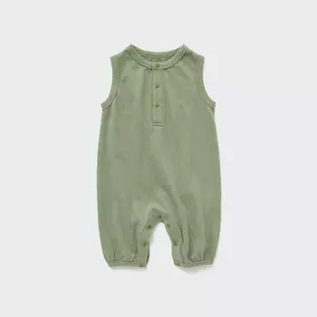 Комбинезон UNIQLO без рукавов с принтом, темно-зеленый