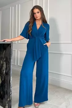 Комбинезон Viola с широкими штанинами и завязками Girl In Mind, синий