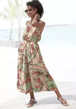 Комбинезон Vivance 7/8 из крепированной вискозы, комбинезон со сплошным принтом и широкими штанинами, цвет Sand Bedruckt