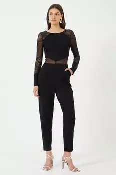 Комбинезон Vivien с длинными рукавами и вставками French Connection, черный