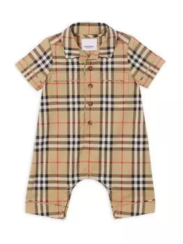 Комбинезон в клетку Андреас для малышей Burberry, бежевый