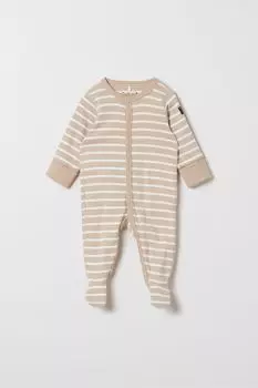 Комбинезон в коричневую полоску из натурального хлопка Polarn O Pyret, коричневый