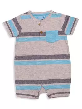 Комбинезон в полоску с карманами, окрашенный в пряже Leonard для маленьких мальчиков Bear Camp, цвет Capri