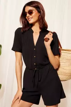 Комбинезон в рубчик с завязкой на талии Friends Like These, черный