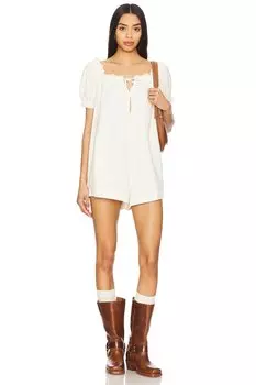 Комбинезон в стиле "бэби-долл" из денима Daisy Free People, vanilla