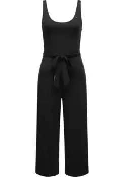 Комбинезон в стиле рэгвир "Lisseta", длинный женский комбинезон с завязывающимся поясом Ragwear, черный