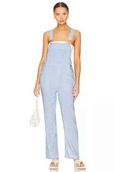 Комбинезон WeWoreWhat Basic Linen Overall, цвет Denim Light Wash