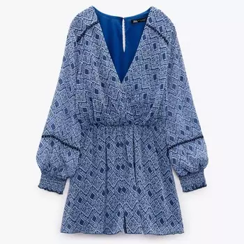 Комбинезон Zara Printed Jumpsuit, синий