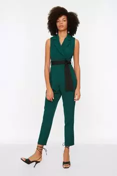 Комбинезон - Зеленый - Классический крой Trendyol, зеленый