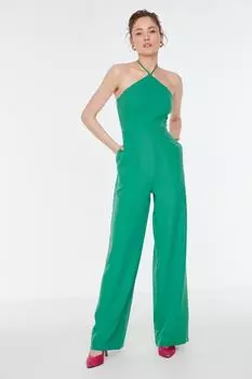 Комбинезон - Зеленый - Классический крой Trendyol, зеленый