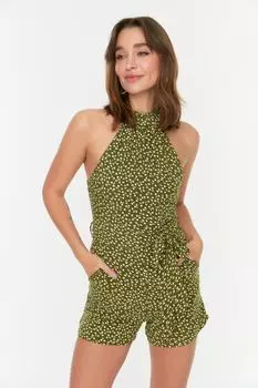 Комбинезон - Зеленый - Приталенный Trendyol, зеленый