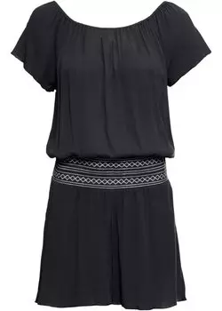 Комбинезон жатый с вышивкой Rainbow, черный