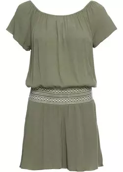 Комбинезон жатый с вышивкой Rainbow, зеленый