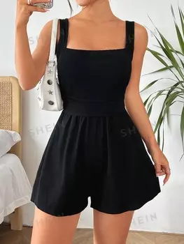Комбинезон женский Shein Ezwear на бретельках, черный