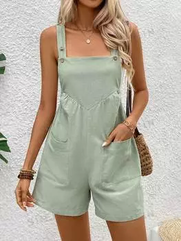 Комбинезон женский Shein Lune с двумя карманами, зеленый