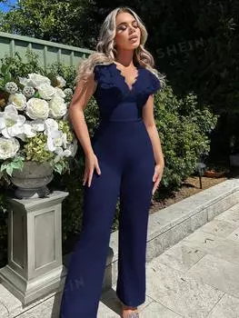 Комбинезон женский Shein SXY с оборками, темно-синий