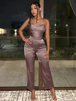 Комбинезон женский Shein SXY с отложным воротником, фиолетовый