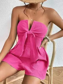 Комбинезон женский Shein Vcay с закрученной передней частью, ярко-розовый