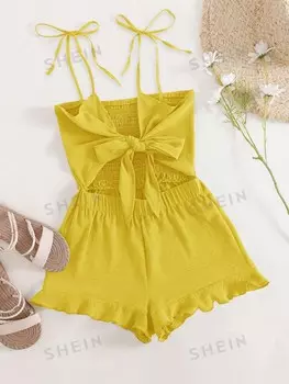 Комбинезон женский Shein Vcay с завязкой спереди, желтый