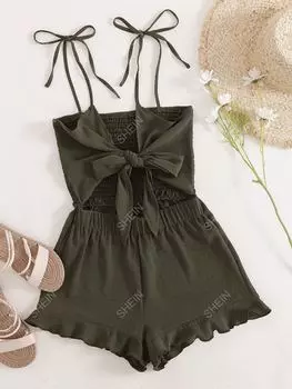 Комбинезон женский Shein Vcay с завязкой спереди, зеленый