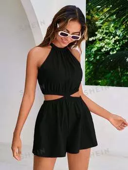 Комбинезон женский Shein WYWH с вырезом через шею, черный