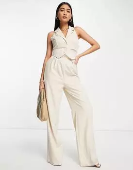 Комбинезон-жилет 2 в 1 с расклешенными штанинами ASOS DESIGN из камня