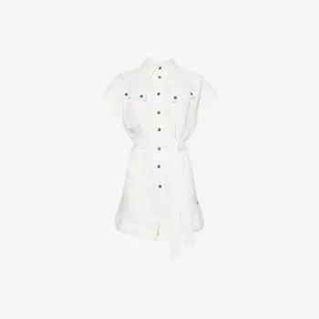 Комбинезон Zimmermann Rhiannon льняной с поясом, белый