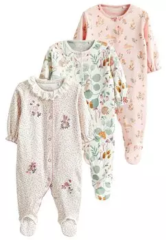Комбинезоны 3 PACK Next, цвет pink bunny floral