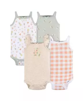 Комбинезоны-боди без рукавов для маленьких девочек, 4 шт Gerber, розовый