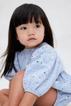 Комбинезоны с вышивкой ришелье H&M, голубой