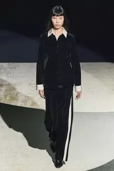Комбинированная бархатная рубашка ZARA, черный