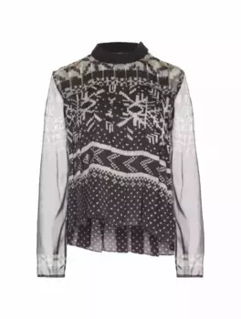 Комбинированная блузка с принтом Sacai, мультиколор